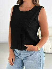 SHEIN Essnce Blusa sin espalda de tela texturizada cómoda y suelta de verano para mujer de talla grande, con lazo, sin mangas, de color negro, ideal para salidas, ropa estilo Y2K, verano europeo, Coachella, blusas de verano lindas, ropa occidental para mujer