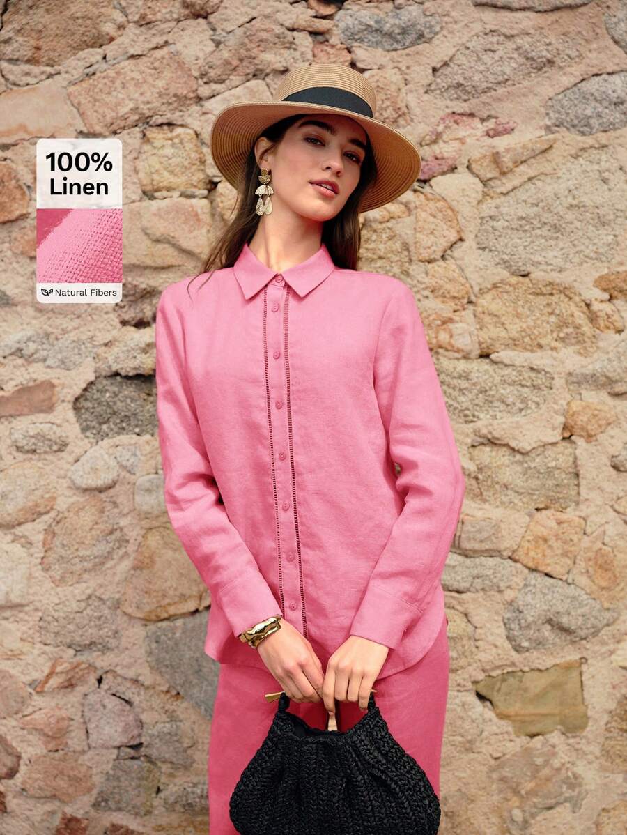 MOTF PREMIUM 100% LINEN SOLID BUTTON UP SHIRT