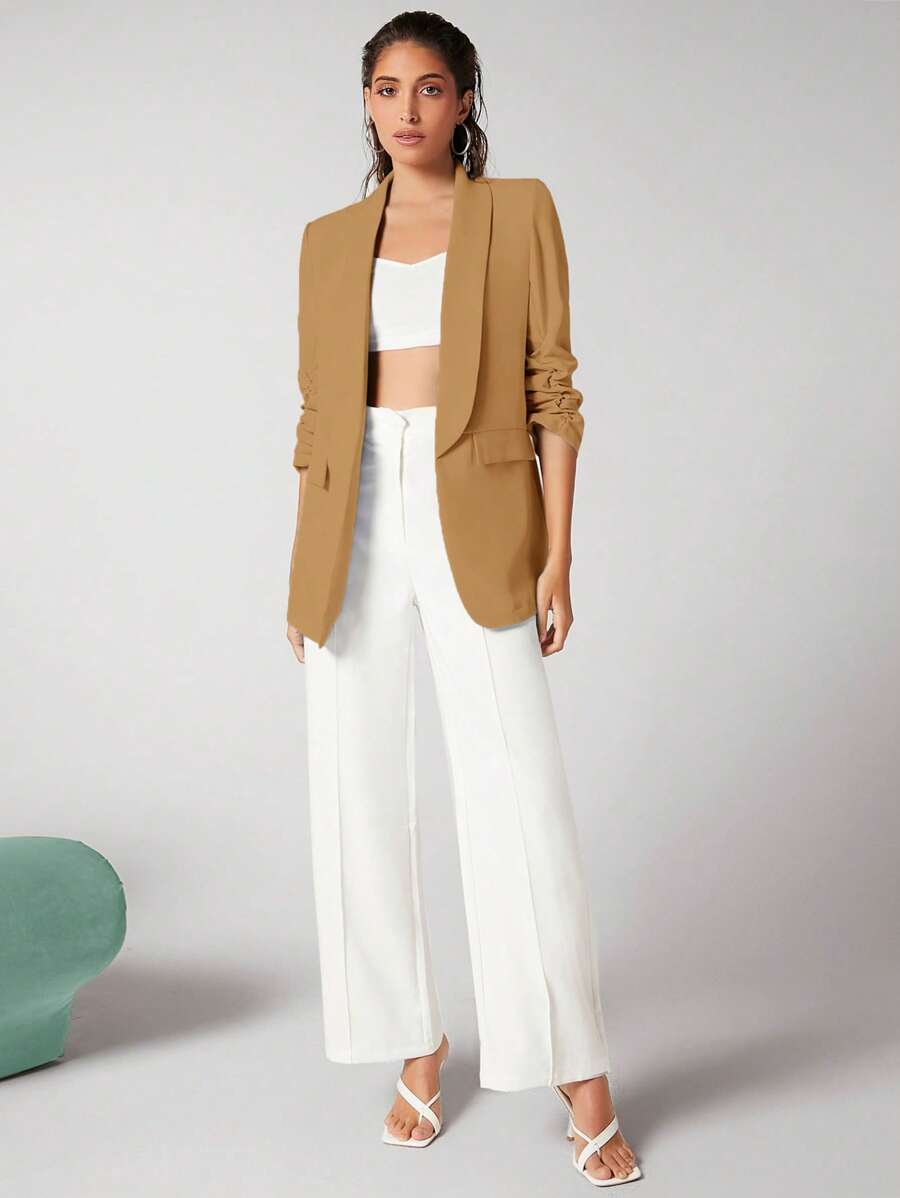 SHEIN BIZwear 女士时尚经典西装外套，适合日常通勤，长袖外套，商务休闲，秋季，女士夹克，女士办公室服装，女士职业装
