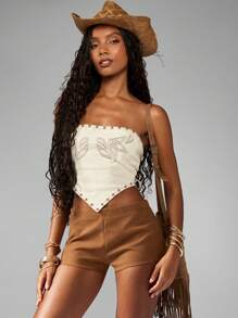 MISSGUIDED 西部节日热裤仿麂皮高腰迷你短裤音乐会沙漠假日派对俱乐部装度假夏季下装