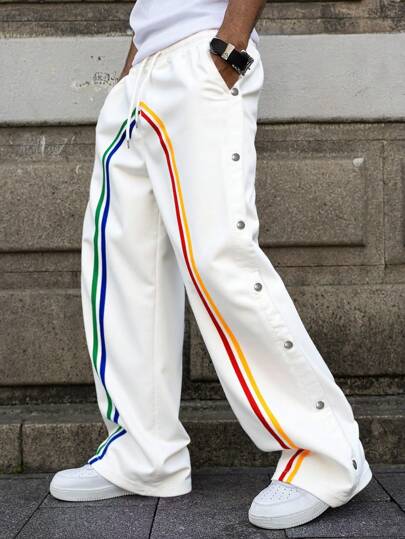 PAVTROS 青年男士休闲宽松松紧腰直筒裤，超大码，夏季