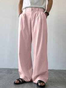 Manfinity Hypemode Pantalones anchos de unicolor versátiles y casuales para hombres