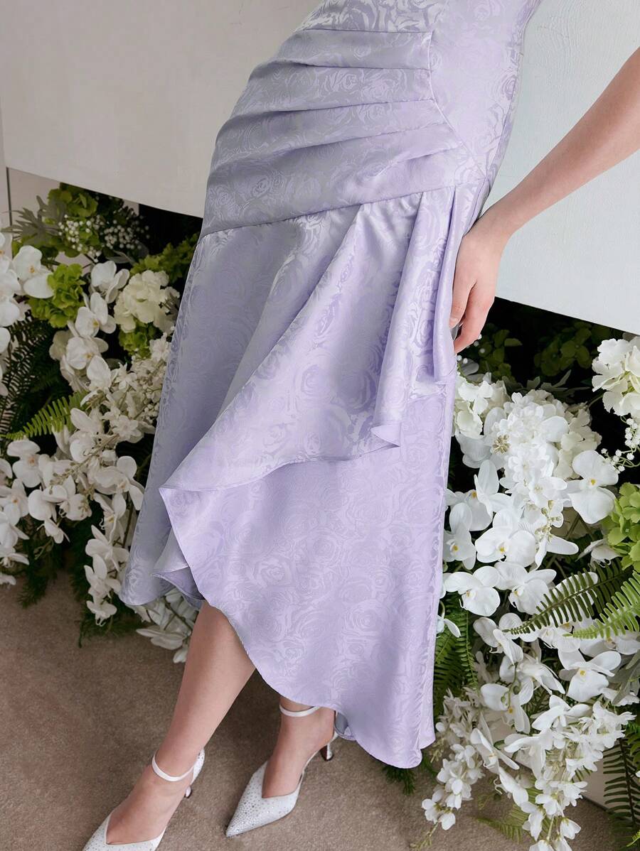 MOTF Soiréza JACQUARD RUCHED ASYMMETRICAL HEM COCKTAIL DRESS - Purple - View 2