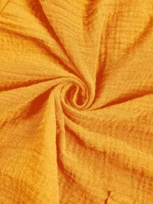 SHEIN Clasi 女士夏季純色V領短袖連身褲，雙口袋款式，適合休閒穿著 - 黃色 - 查看 7