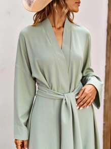 INAWLY Loose Fit Cropped Cardigan Dress For Women