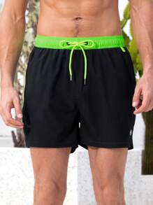 Manfinity Swimmode Men's Casual Loose Drawstring Beach Shorts, Summer - Multicolor - View 4