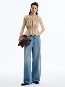 Aalyst Simple Elegant Linen Twill Sleeveless Women Tank Top - Apricot - View 4