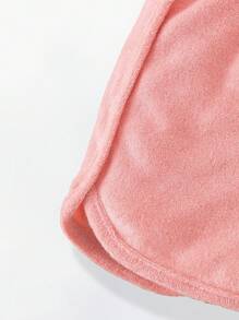 女童休闲基本款纯色针织毛圈运动短裤，适合通勤和户外穿着 - 彩色 - 查看 6