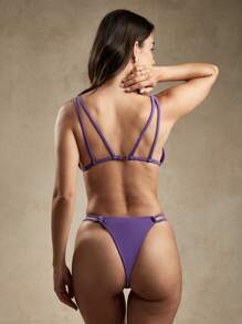 AiiRZ Double Strap Triangle Bikini Set - Purple - View 2