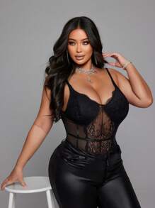 NU&NOW Plus Size Women's Solid Color Simple Daily Wear Sleeveless Bodysuit