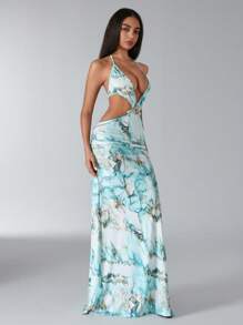 Jeanoix Robe d'été décolletée dos nu avec décoration coquillage sexy