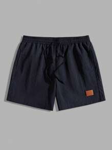 Manfinity RelaxMax Men's Elastic Waist Drawstring Loose Casual Summer Shorts - Navy Blue - View 1