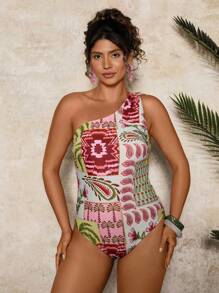 Travachic Plus Size Tropical Print One-Piece Swimsuit, Vacation Beach Style Beach Outfits For Woman Swim Suit Plus Size Plus Size Bikini Tummy Control Swimsuit Push Up Bathing Suit One Piece Swimsuit Red White And Blue Summer Outfits For Women Vacation 4th Of July Country Concert Outfit Boho Vacation Outfits Teacher Outfits For Women Country Outfits Women Beach Clothes Club European Summer