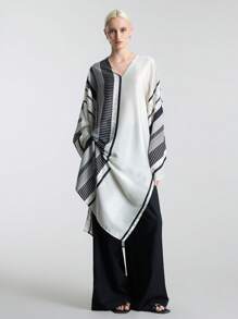 Ontre 2025 Damen Loose Bedruckte Bluse, Minimalistische Mode, Bequemer Sommer, Inselurlaub, Gestreifte Loose Top, Farbblock Minimalistische Geometrische Bedruckte Business Lässig Damen Urlaubskleidung