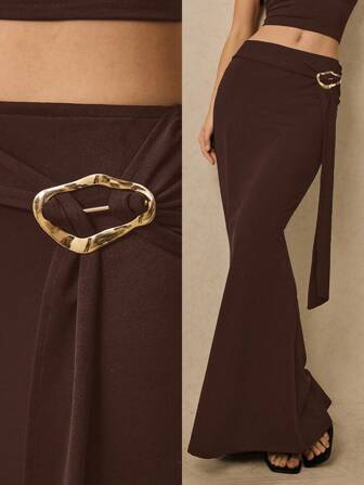 Poéselle 女士金属装饰鱼尾优雅半身裙