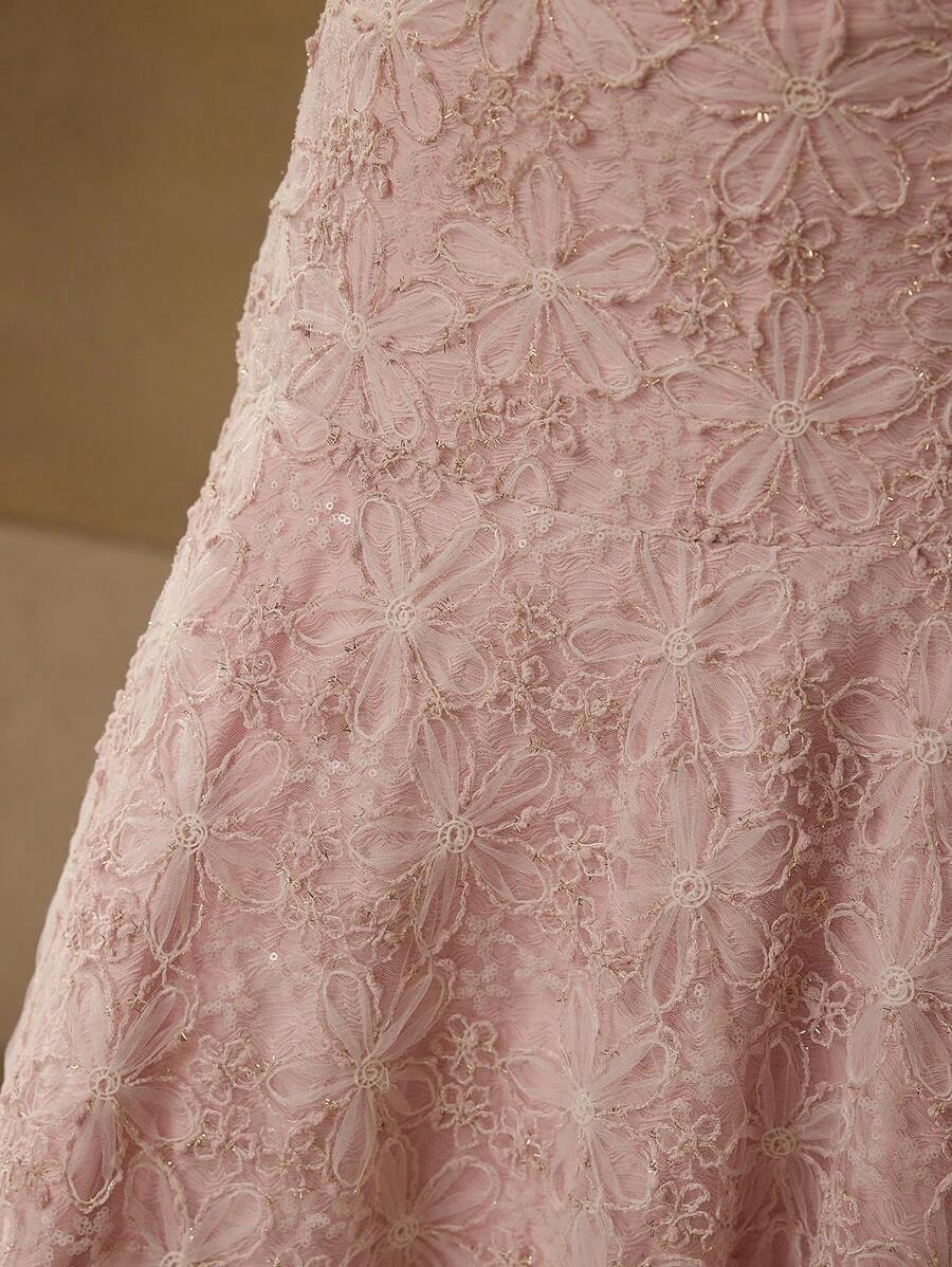 MOTF PREMIUM FALDA DE CORTE SESGO CON BORDADO - Rosa - Ver 2