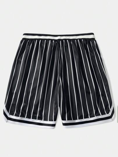 Street Life Women's Plus Size Casual Black & White Patchwork Place Name Print Sports Shorts, Suitable For Spring & Summer