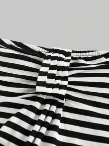 ROMWE Goth Parte superior bandeau acortada a rayas estilo Y2K - Blanco y Negro - Ver 3