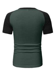 RueChic Camiseta de hombre de 100% algodón con mangas raglán en bloques de color