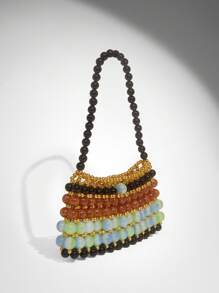 SHECARRY 女士彩色串珠链条时尚单肩包 - 彩色 - 查看 1
