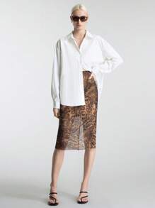 Ontre 女士弹性腰部豹纹和斑马纹半身裙，时尚日常穿着、通勤装、办公室女士装，春秋季 - 彩色 - 查看 6