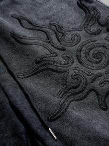 PAVTROS Manfinity Streetrush 男士纯色抽绳腰袋夏季休闲短裤，适合返校季、Emo 风格和 2000 年代风格 - 黑色 - 查看 2