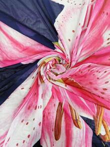 Swim Oasis Plus Size Women's High-End Floral Print Chiffon Dress, Suitable For Summer Beach Vacation - Multicolor - View 3