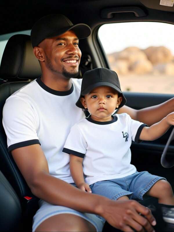 SHEIN 2pcs Set Baby Boy Cute Summer Casual Mix-Color Letter Print T-Shirt & Elastic Waist Denim Shorts Outfit