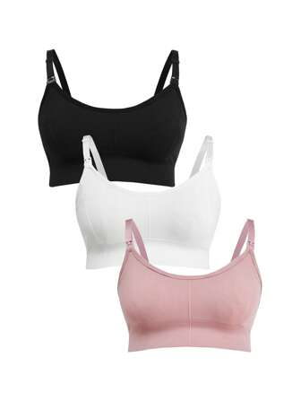SHEIN BloomMama 3 pièces/set sous-vêtements décontractés et confortables de couleur unie pour femmes enceintes