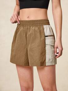 OutZeal Celana Pendek Wanita untuk Aktivitas Luar Ruangan Musim Panas, Hiking, Berkemah, Tahan Air, Ringan, Bahan Nilon, Desain Blok Warna - Coklat - View 5