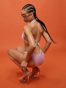 SUMWON WOMEN Halter Neck Dreiecksbikini Set für Sommer, Strand, Urlaub, Schwimmen, Pool Party Badeanzug