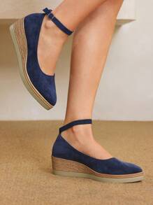 Styleloop New Pointed Toe Low Heel Women Shoes, Strap Chunky Heeled Closed Toe Sandals, Spring/Summer - Blue - View 6