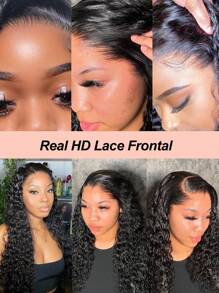 TrueHD 类似皮肤的真发 13x4 13x6 高清蕾丝前额，仅深卷发 0.10 毫米超薄高清蕾丝，预拔，生动清晰的发际线，巴西杰瑞卷曲真人发
