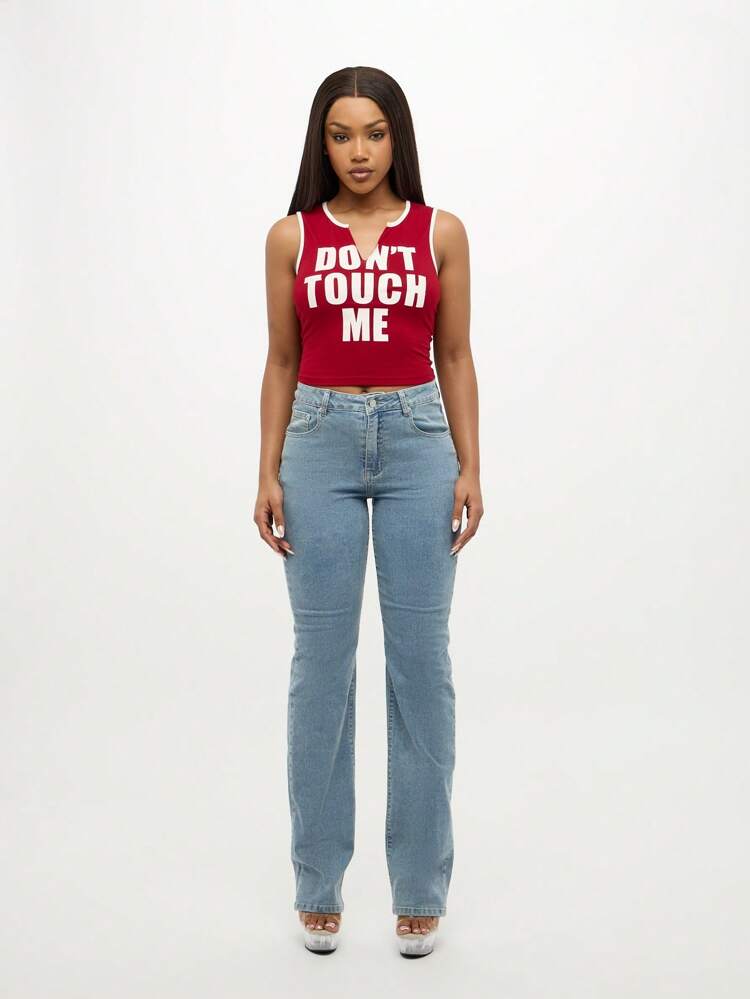 SUMWON High Waist Stretch Straight Leg Jeans For Women Classic Fit Denim Pants Casual All Season Bottoms Stacked Style