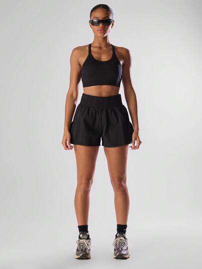 Musera Sport Pantalones cortos deportivos con cintura elástica y bolsillo parche, cómodos y activos para entrenamiento, gimnasio, correr, club de running, pádel, tenis, pickleball