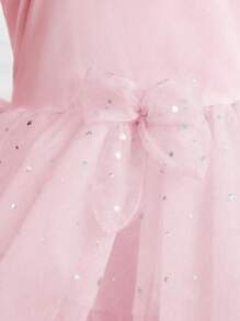 SHEIN 女童白色无袖蕾丝盖袖芭蕾紧身连衣裤连衣裙，夏季舞蹈服 - 淺粉色 - 查看 5