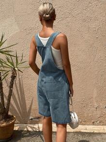 Livesso Damen Vintage gewaschene einfarbige Lässig Urlaubs Jeans-Latzhose, Sommer, Rückkehr zur Schule Kleidung Latzhose