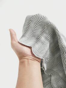 EASEVO Plus Size Men's Loose Beaded Knitted Turn-Down Collar Short Sleeve Cardigan, For Fall Winter - Grey - View 5