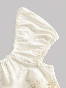 SHEIN MOD Áo thun Jacquard màu be xếp ly ở ngực và eo có tay áo bo - Màu be - Xem 3