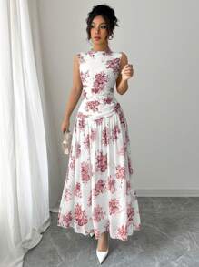 Modelyn Elegant Commuter Tank Dress For Women - Red - View 4