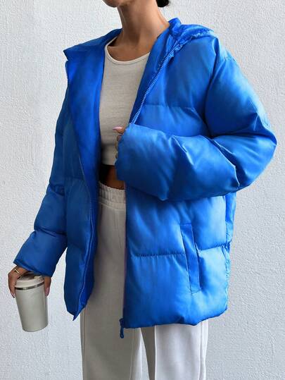 EURMUSE Women'S Zipper Hooded Padded Jacket