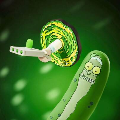 Rick and Morty X SHEIN Nam châm tủ lạnh 3D hình tàu con thoi liên sao, quà tặng vui nhộn
