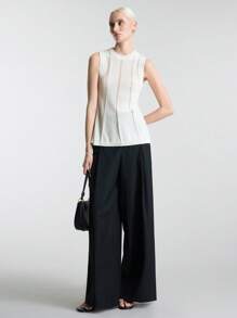 Ontre 女式无袖纯色针织休闲衬衫，适合海滩、度假、办公室、海滩派对、独立日、圣约翰节，2025 年夏季 - 白色 - 查看 2