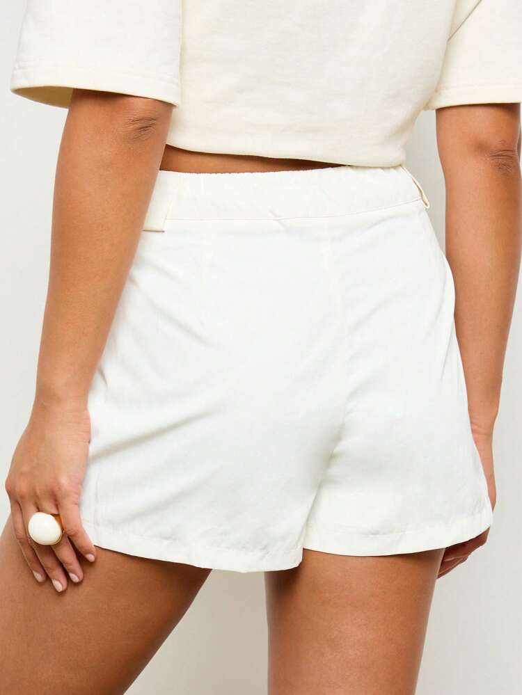High Waisted Tailored Wide Leg Front Pleat Dressy Shorts