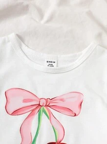 Vintaside Kids Conjunto de 2 piezas de blusa de manga corta con estampado de cerezas y pantalones para bebé niña. Puede usarse afuera, es lindo y de moda, dulce y encantador. Adecuado para primavera y verano, al aire libre, vacaciones, uso diario, hogar, viajes. - Multicolor - Ver 6