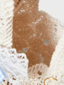 ROMWE Fairycore 1pc Bohemian Style Hollow Woven Beach Tote Bag With Seashell, Fish Tail, Tropical Flower Decorations For Women, Includes DIY Decoration Materials - Multicolor - View 4