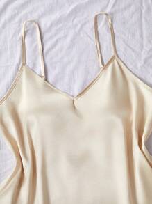 SilkySpell Set de 3 piezas de pijama con camiseta de tirantes, pantalón corto y pantalón largo de unicolor de seda sintética, para vacaciones