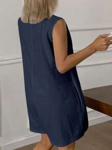 DAZY Minimalistisk kort ärmlös jumpsuit för kvinnor, loungewear-pyjamas