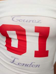 COUREZ Top épaules dénudées avec pli côtelé / Tenues d'été pour femmes Hauts d'été / Décontracté de rue / Coton vintage Y2K - Blanc - Voir 7