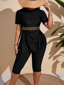 Swim Mulvari Bộ đồ bơi Hồi giáo cỡ lớn cho nữ, Bikini hai dây màu đen - màu đen - Xem 1